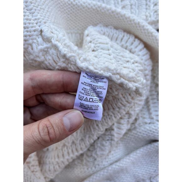 Loft Knit Women’s Cardigan Sweater Cream Size L Button Front New With Tags - Picture 6 of 6